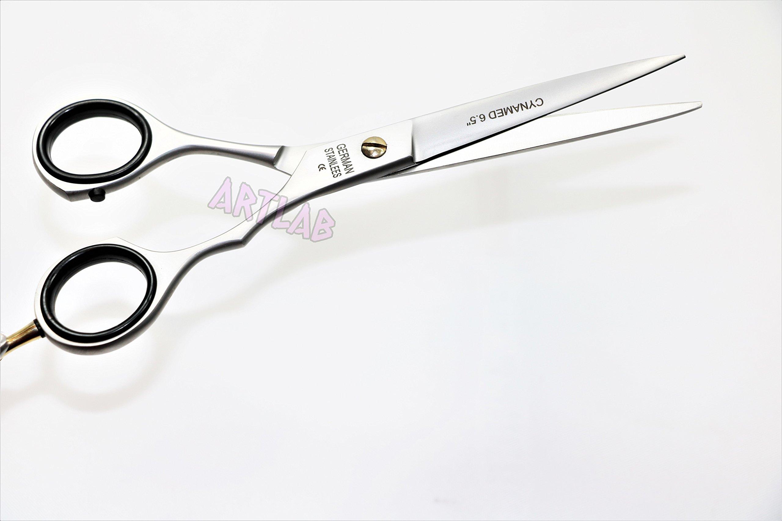 Cynamed Lot Of 2 German Professional Hair Cutting Scissors Barber Hairdressing Scissors With Sand Finish Size 6.5\" & 6\" (Cynamed)