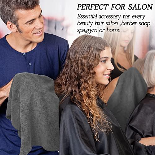 Shimeyao 48 Pack Bleach Proof Salon Towels Microfiber Absorbent Towels Bleach Resistant Hair Towel Quick Dry Hand Towels Bulk for Gym Bath Spa Home Hair Drying, 16 x 27 Inches (Grey)