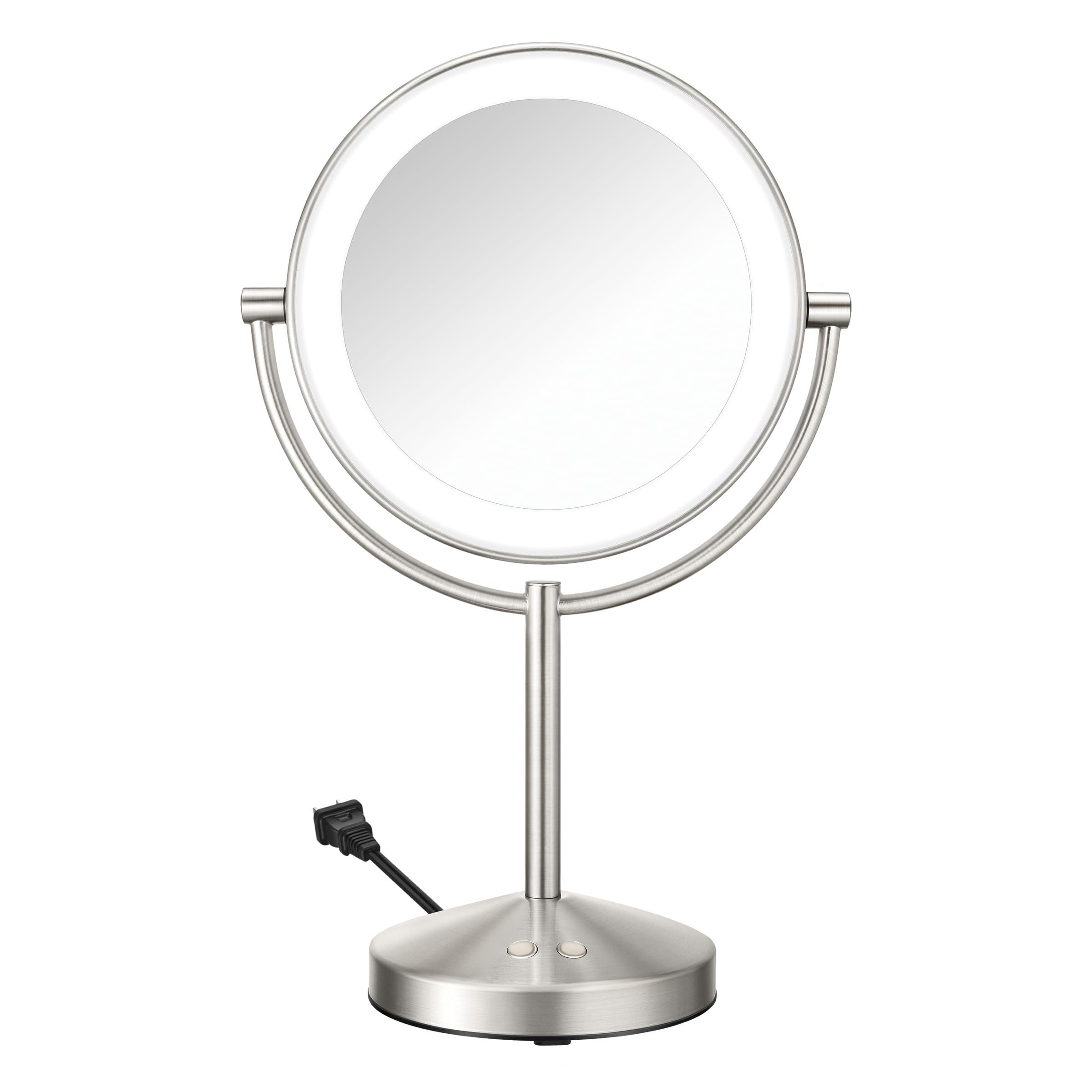 Conair Conair Lighted Makeup Mirror, LED Vanity Mirror, 1X/10x Magnifying Mirror, Corded in Satin Nickel Finish