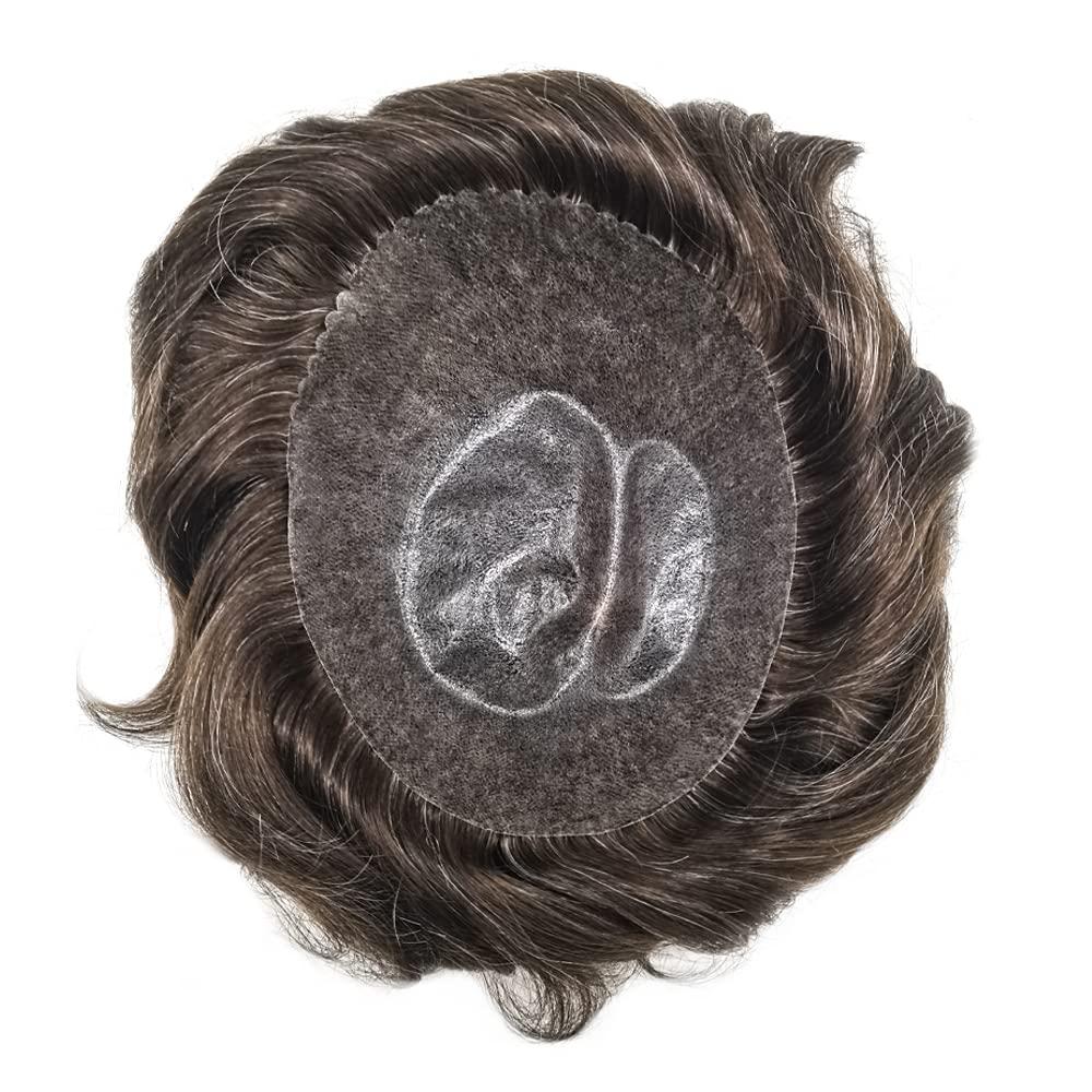 F M FACE MIRACLE NEW YORK F M FACE MIRACLE NEW YORK Mens Toupee Full Poly Skin Hair System For Men Hairpiece Inject PU Human Hair Replacement Toupee For Men Hair Wig6 X8#4 Medium Brown-120% Medium Light to Medium Density