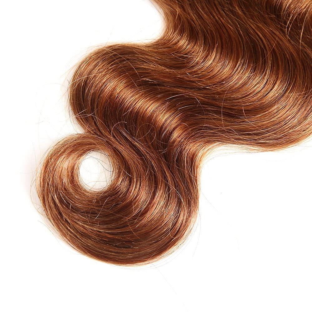 FASHION VILA 2 Tone Ombre Brazilian Human Hair Bundle Virgin Hair Body Wave One Bundles Human Hair Weave Body Wave Human Hair Extensions T4/30 Medium Brown/Medium Auburn(30 Inch)