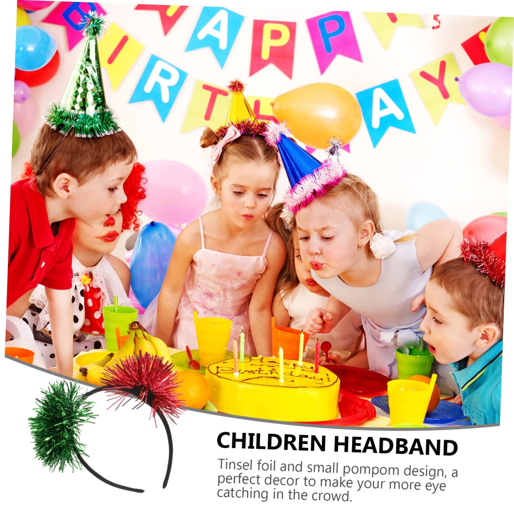 FOMIYES FOMIYES Pom Headband Small Pompom Hair 2pcs Bright Silk Ball Headband Aluminum Foil Strip Prom Metal Miss Tinsel Foil Hair Hoop