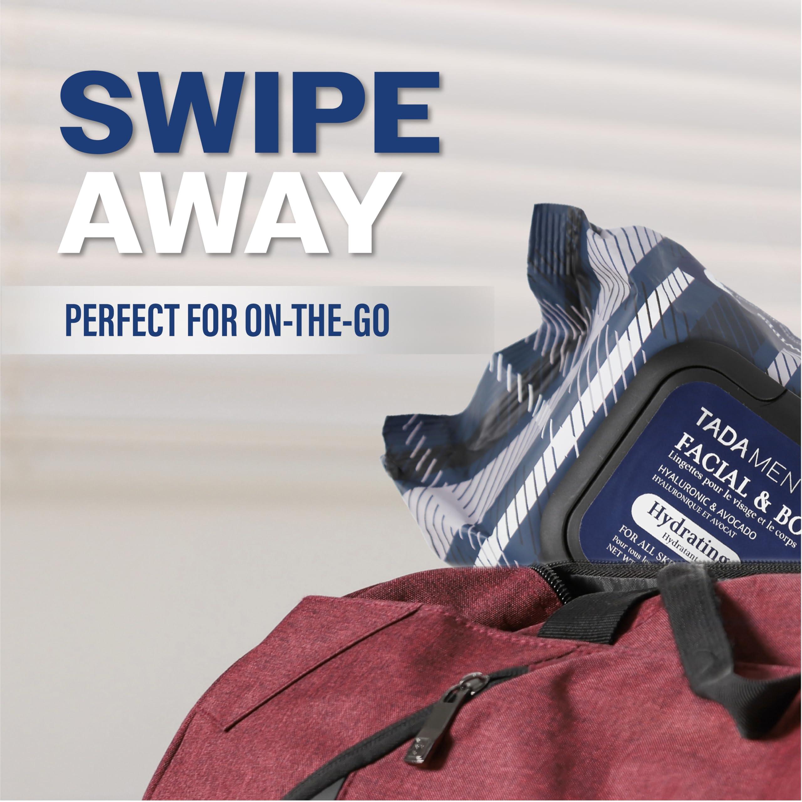 TADA BEAUTY TADA Men - Face Wipes for Men & Body Wipes for Adults No Rinse, Face Cleansing Wipes & Body Cleansing Wipes for Adults Bulk Gym, Running, &Outdoor Activities - Green tea & Hyaluronic (2PK Mix)