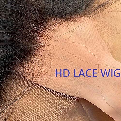 QUINLUX WIGS HD Transparent Lace Wigs Preplucked 360 Lace Frontal Wig Invisible Lace Front Wigs Straight 360 Glueless Lace Front Human Hair Wigs for Women 150% Density Brazilian Remy Hair 14 Inch