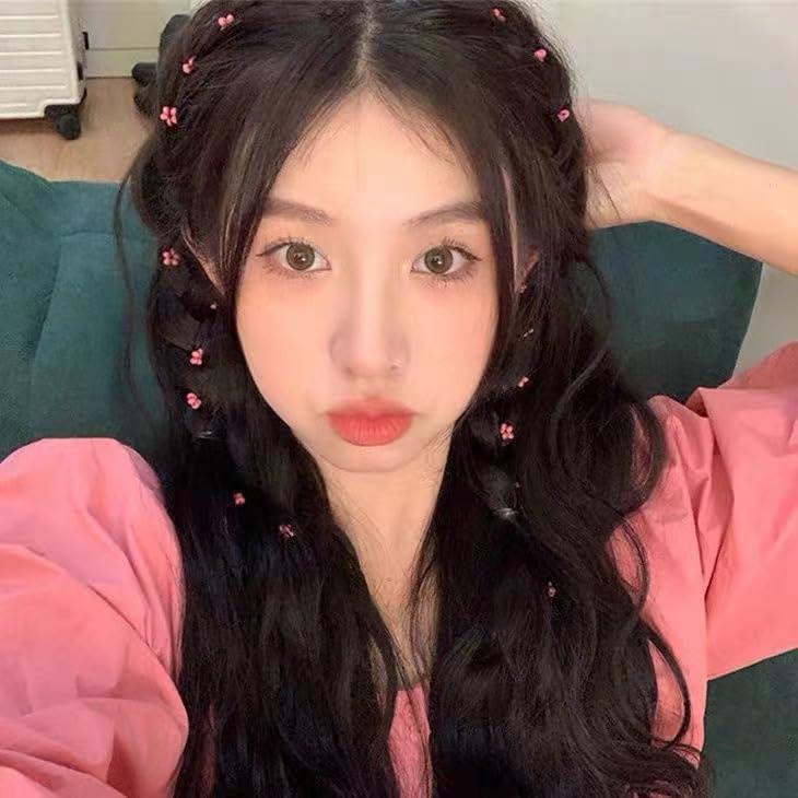 E EMZHOLE E EMZHOLE 2PCS Flower Hair Chains Cute Fairy Tassel Hair Clips Floral Hair Extension Hair Pin Hair Barrette Braided Hair Chain Hair Accessories Hair Strand for Women and Girls Hair Decorative (Hot Pink)