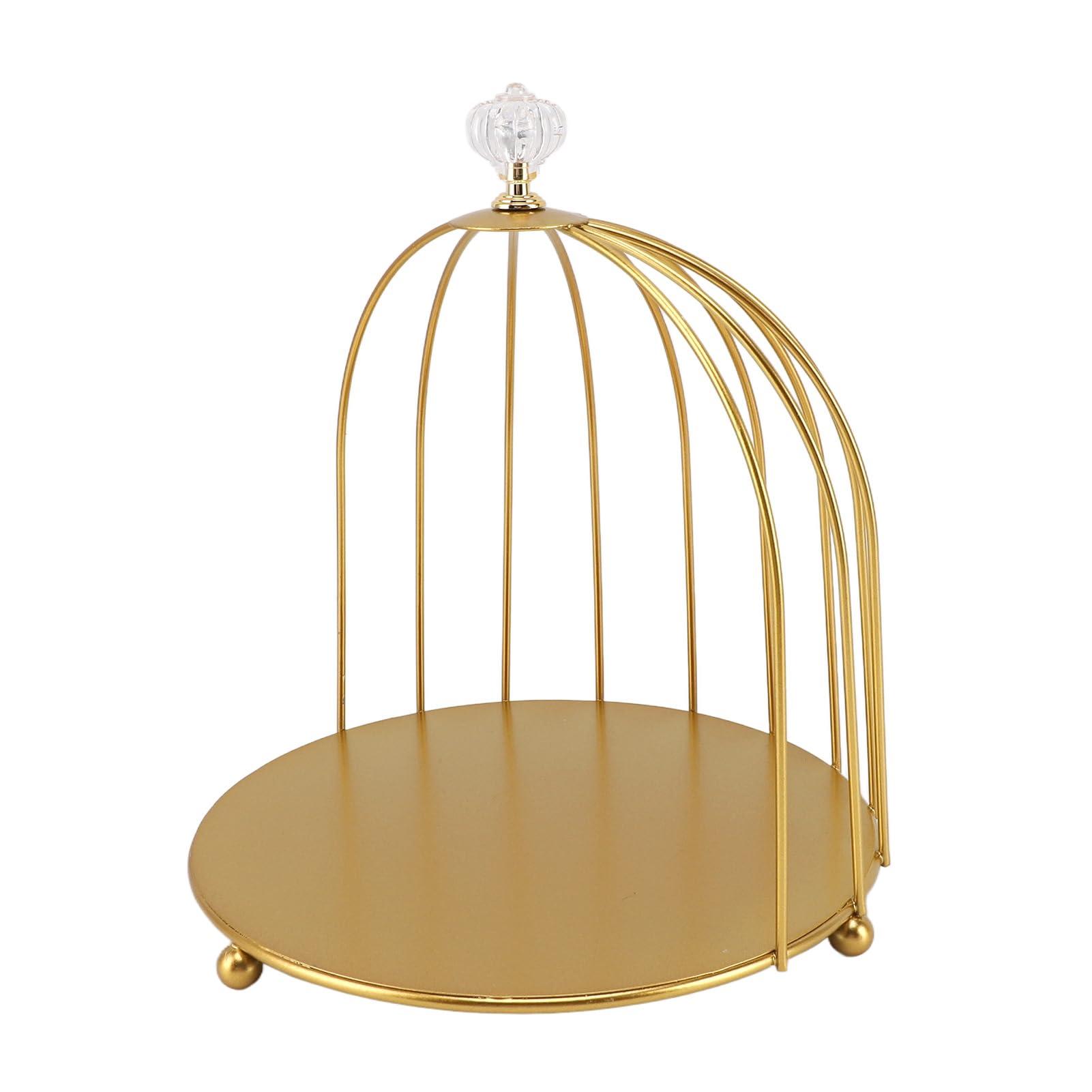 Generic Gold Bird Cage Makeup Display Stand, Iron Multifunctional Cosmetic Organizer for Bathroom, Space Saving Birdcage Shelf for Toiletries (Single Layer)