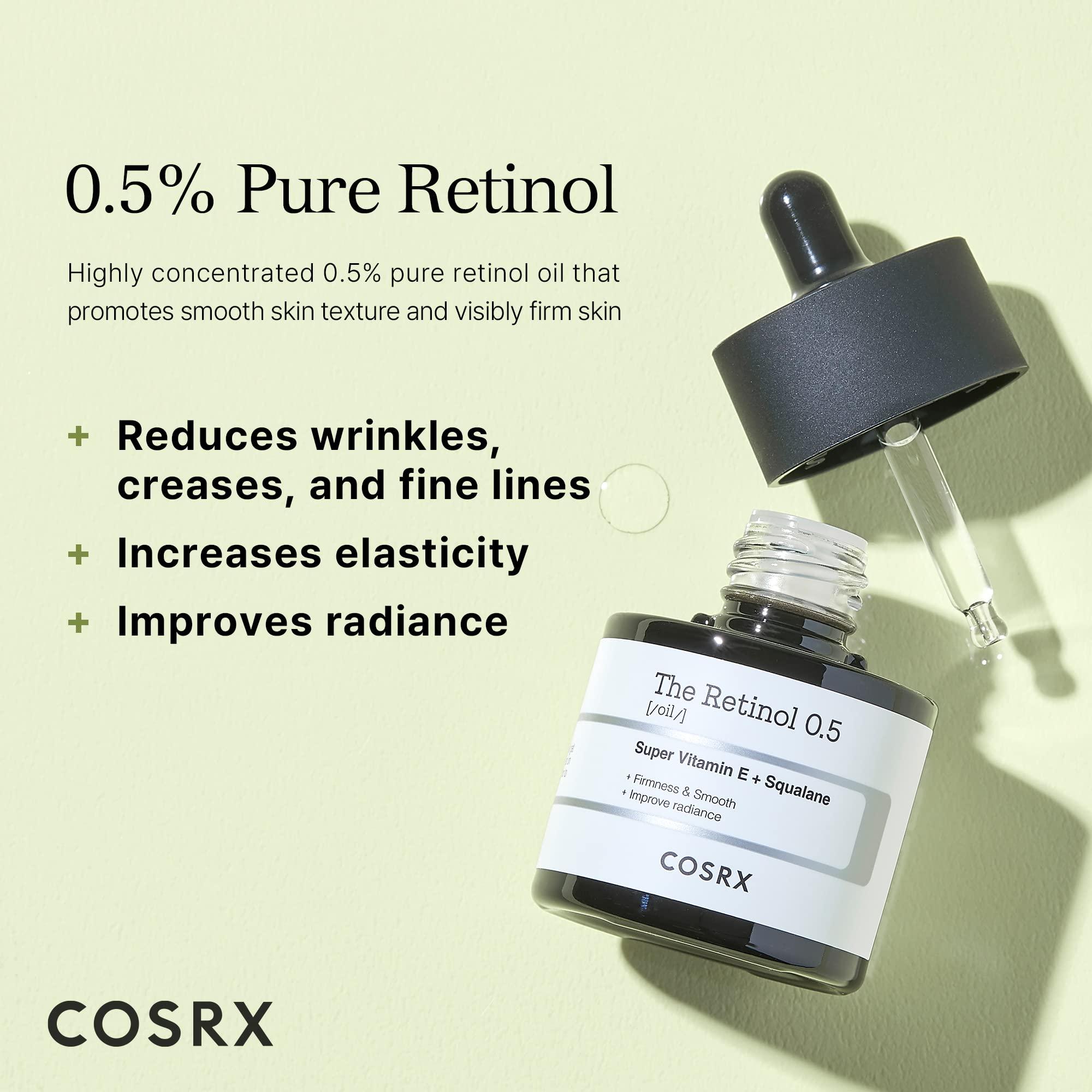 COSRX COSRX Retinol 0.5 Oil, Anti-aging Serum with 0.5% Retinoid Treatment for Face, Reduce Wrinkles, Fine Lines, & Signs of Aging, Gentle Skincare for Day & Night, Not Tested on Animals, Korean Skincare