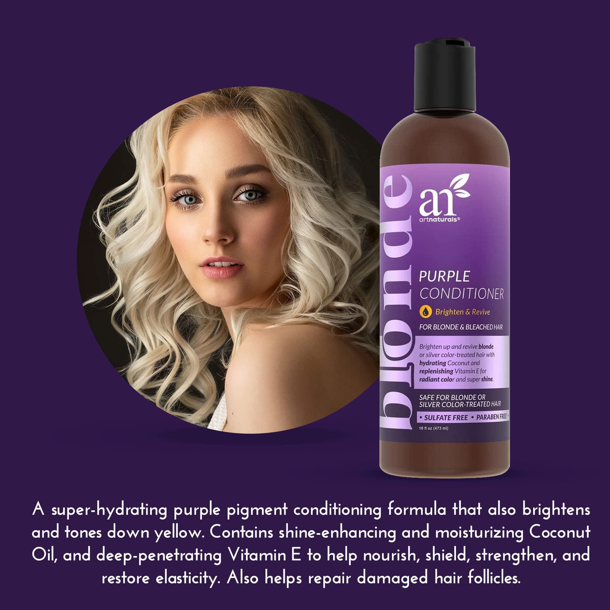 Artnaturals Artnaturals Purple Conditioner – ( 16 Fl Oz / 473ml) – Protects, Balances and Tones – Bleached, Color Treated, Silver, Brassy and Blonde Hair - Sulfate Free