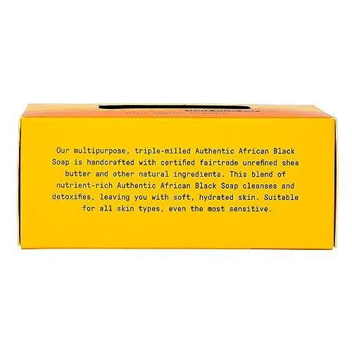 Alaffia Alaffia Authentic African Black Soap Bar - Body Soap, Natural Coconut Oil, Shea Butter & Aromatic Plant Extracts, Ergonomic Bar Soap, Unscented, 8 Oz Ea (Pack of 4)