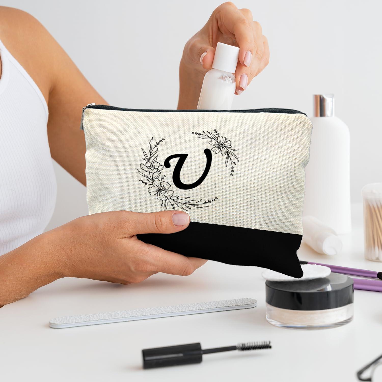 Likjad Likjad Bride Bridesmaid Cosmetic bag,personalized makeup bag,Initial Monogram Personalized makeup bag,bridesmaid gifts,personalized gifts,make up bag,monogrammed gifts for womenU