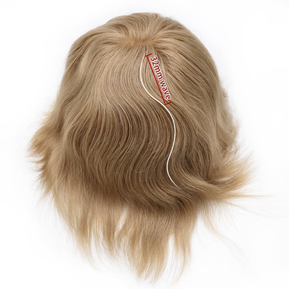 Hair Wonders Hair Wonders Toupee For Men Real Human Hair Replacement System For Men Soft Swiss Lace Mens Toupee Hairpiece For Men NPU Around Male Hair Prosthesis 7x9 Medium light density 20# LIGHT ASH BLONDE