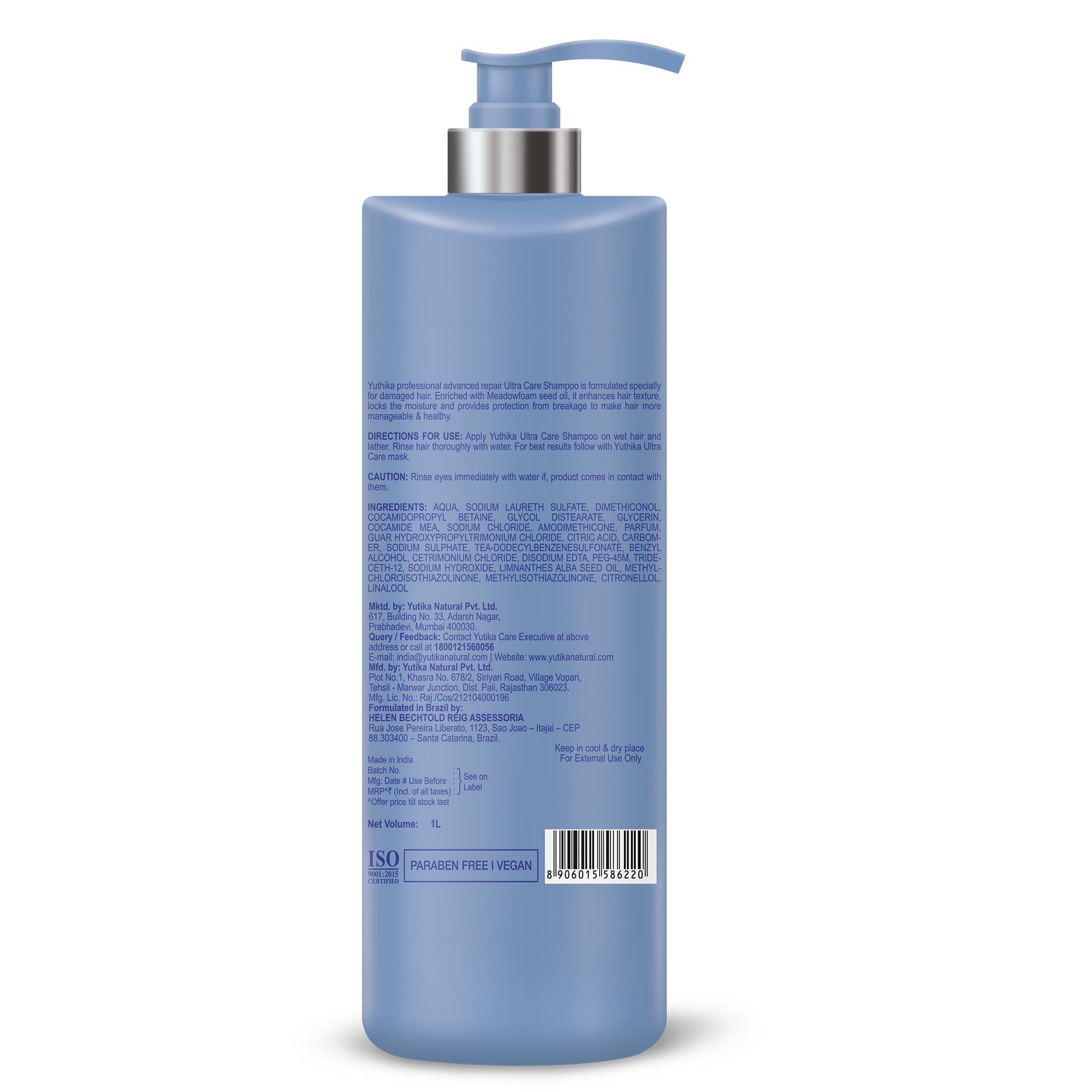 Yuthika Yuthika Professional UltraCare Advanced Hair Repair Anti Dandruff Shampoo for Frizzy Damaged Hair Help Strengthens Weak & Brittle Hair for Strong Silky & Shiny Hair for Women Girl Men - 33.81 FL Oz