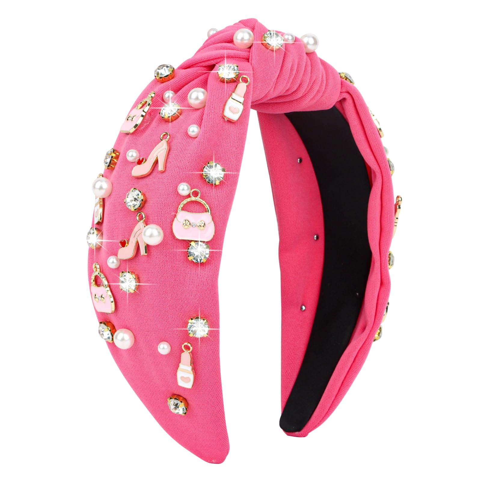 Casoty Casoty Hot Pink Knotted Headband for Women, Top Knot Headbands, Headband for Women, Head Bands for Women's Hair, Hair Accessories for Daily Wear