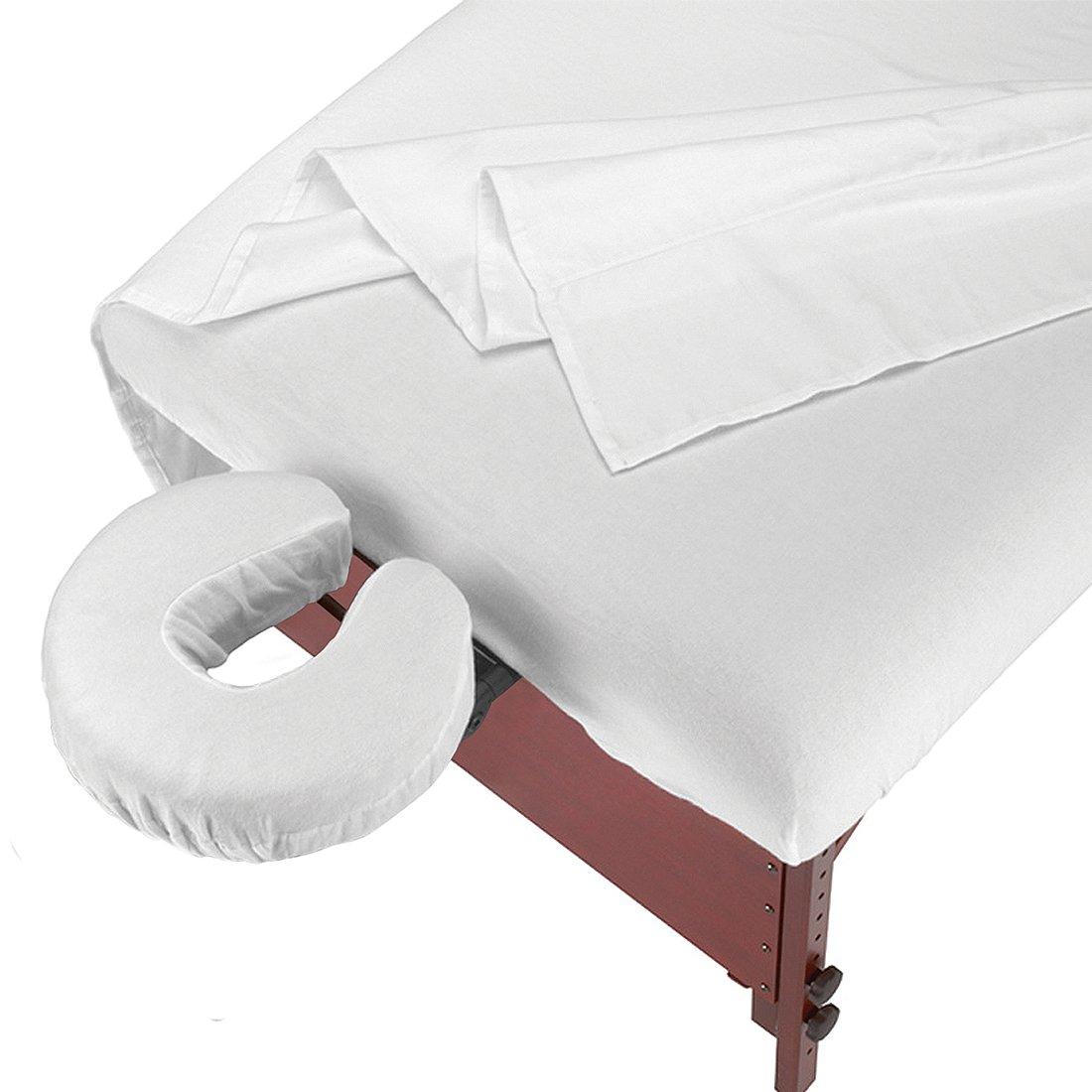 Unique Beddings Premium Italian Finish 3-Piece Massage Table Spa Sheet Set 1500-TC Quality Cotton Facial Bed Cover - Includes Flat and Fitted Sheets with Face Cradle Cover Fabulous Looking Elephant Grey Color