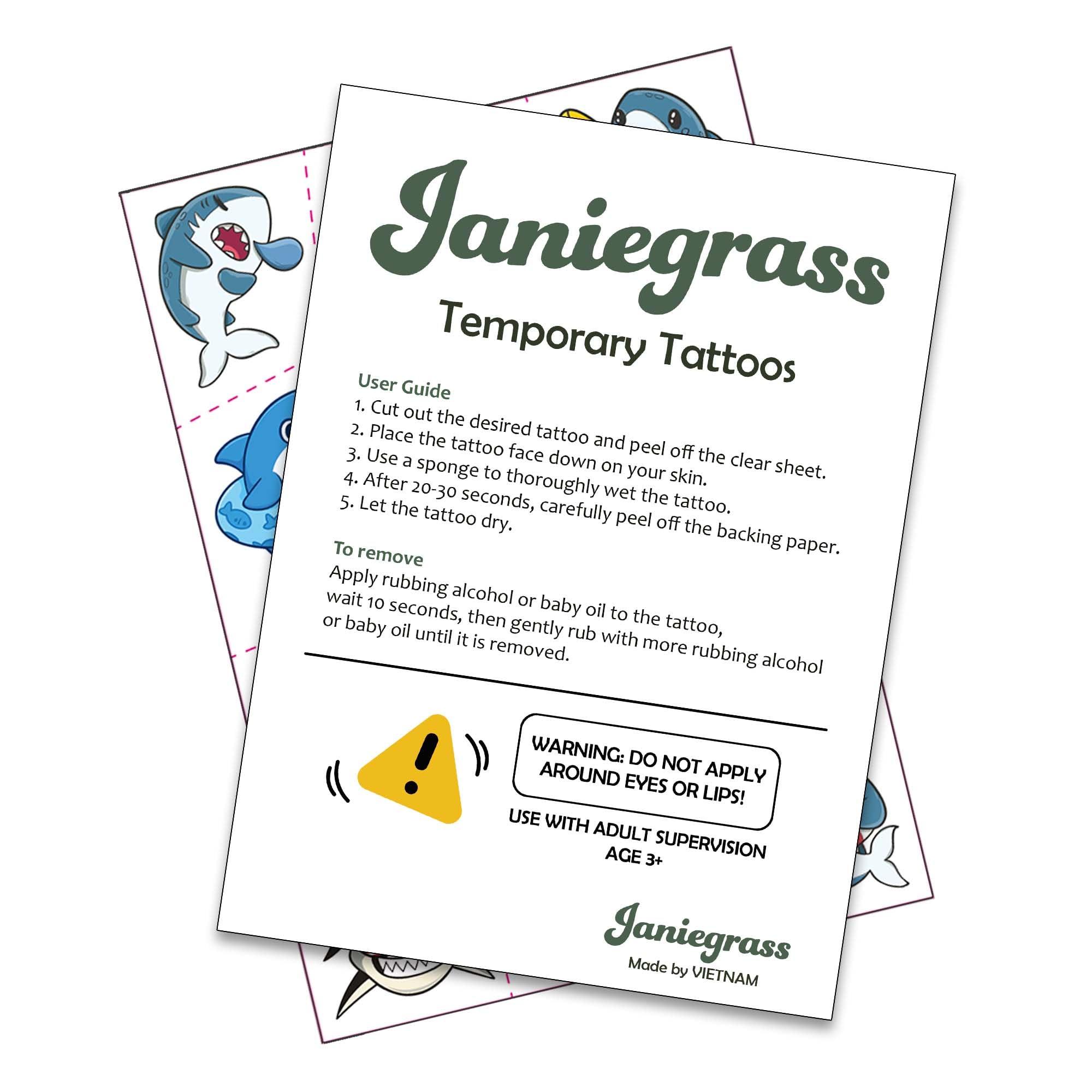 Janiegrass 77 PCS Cute Shark Temporary Tattoos for Party Supplies, Cute Sea Shark Tattoo Stickers for Birthday Parties, Shark Tattoos Party Favor, Waterproof Tattoos. (Blue (77PCS))