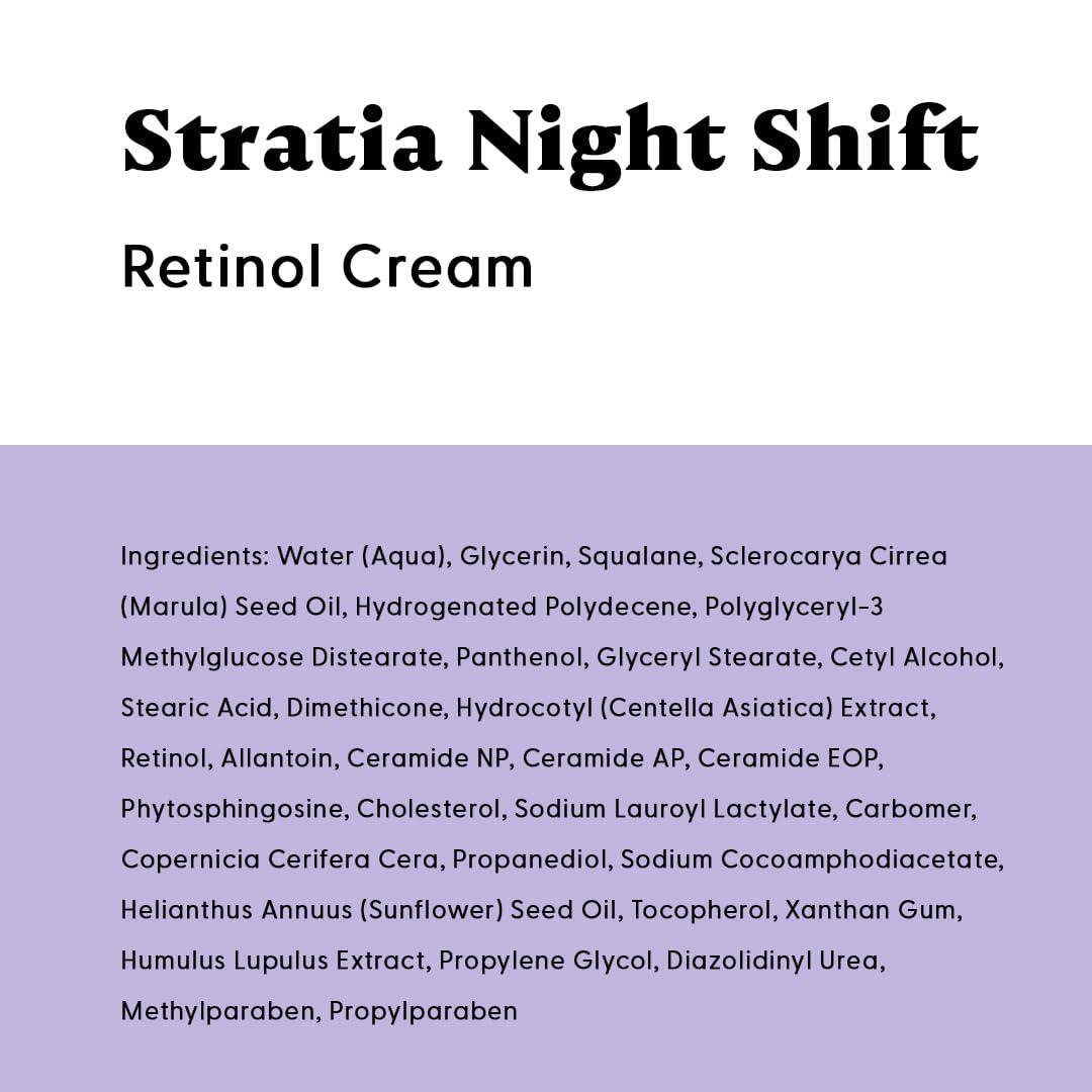 Stratia Stratia Night Shift | Age-Defying Night Cream with Encapsulated Retinol | Formulated for All Skin Types | 1.7 Fl Oz