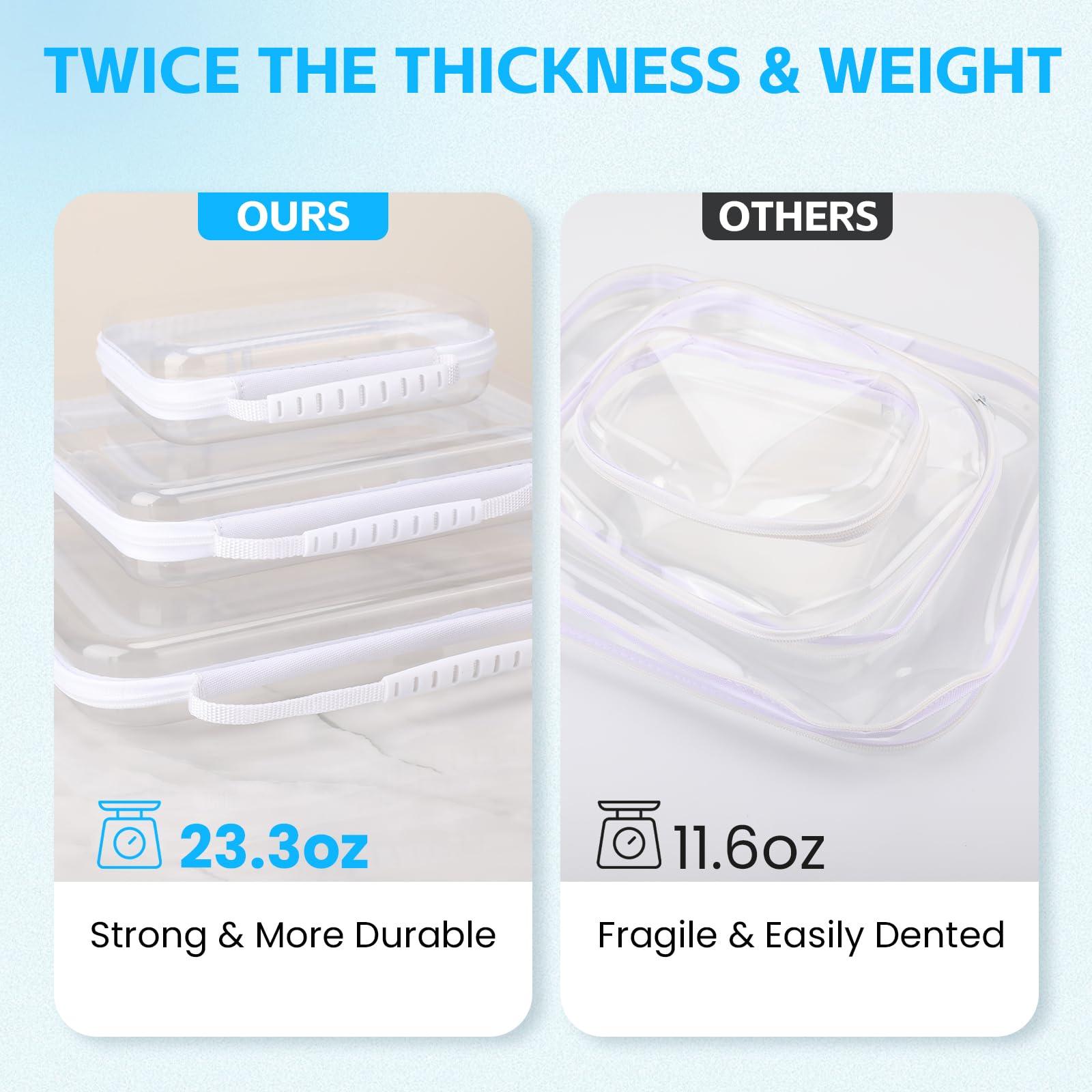 EAROND EAROND 3 Pack XL Zippered Hard Shell Pouch,Clear Plastic Zipper Case,Hard Sided Clear Zipper Case for Storage,Clear Zipper Storage Bags,Portable Waterproof Diaper Bag Cosmetic Bag(3 Pcs-XL+L+S)