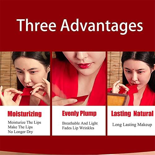 SHENGSHIYU SHENGSHIYU 12pcs Ancient Chinese Style Red Lip Paper Bite Paper Classic Makeup Rouge Moisturizing Lipstick Sexy Red Lip Beauty Cosmetics,Wife, Women,RoseRed-5X5cm
