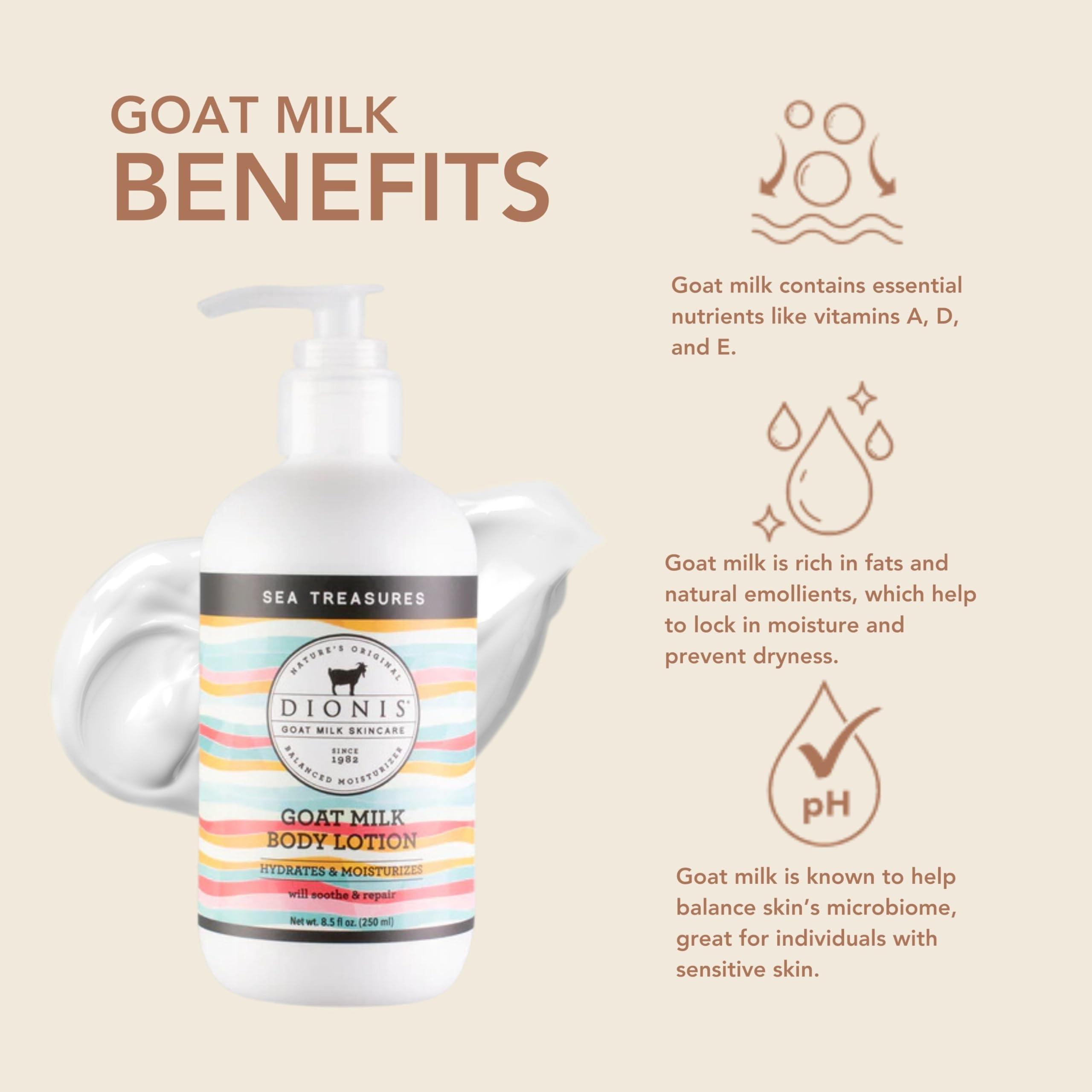 Dionis Dionis Goat Milk Hydrating Skincare Scented Cream, Rich & Creamy Daily Moisturizing Sea Treasures Body Lotion For Dry Skin, Made in the USA, Cruelty-Free & Paraben-Free, 8.5 oz Bottle