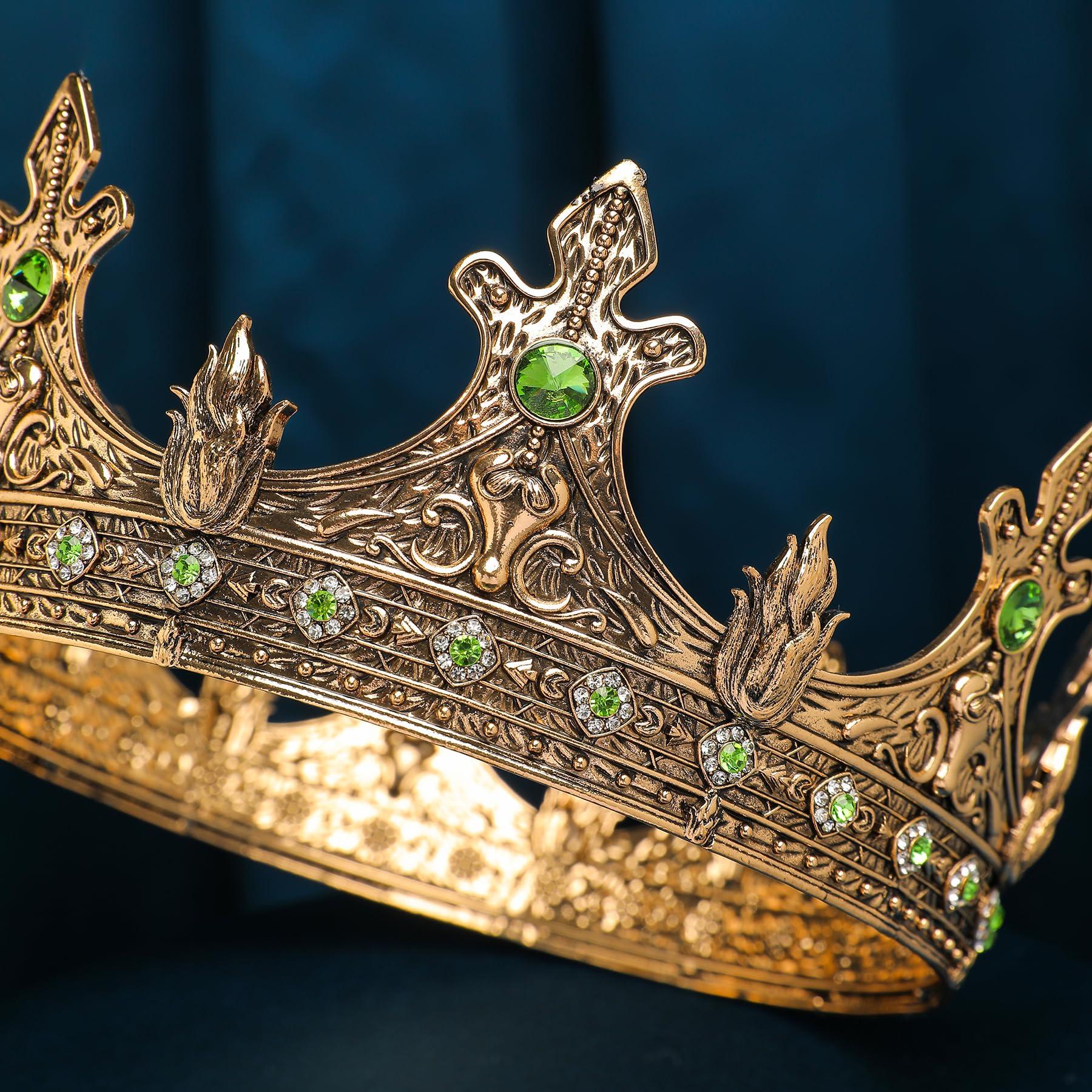 S SNUOY S SNUOY Gold Crown for Men Royal king Crown Medieval Tiaras Metal Headpieces Costume Headwear for Prom Cosplay Birthday Party Hat