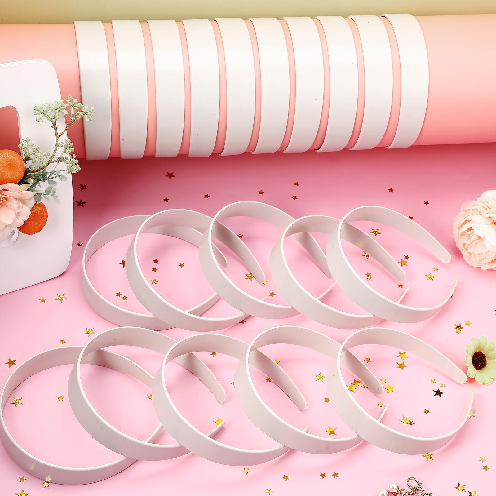 Hotop Hotop 100 Pcs Plastic Headbands Bulk 1 Inch Wide Craft No Teeth Plain Headbands DIY Hair Band Accessories for Girls Women (White,1 Inch Wide)