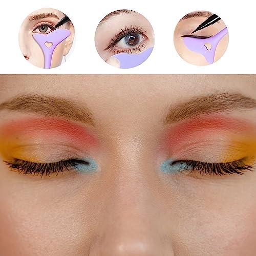 Booge 4 Pcs All In One Eyeliner Stencils Wing Tips + Eyelash Stencils Pad + Eyeshadow Baffle Multi-Purpose Eye Makeup Tool for Winged Eyeliner - Purple