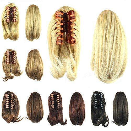 KUKI SHOP KUKISHOP 10" Ponytail Hair Extension Short Straight Claw Clip in Ponytail Extensions Synthetic Wig Hairpiece for Girls Ladys Women 2005