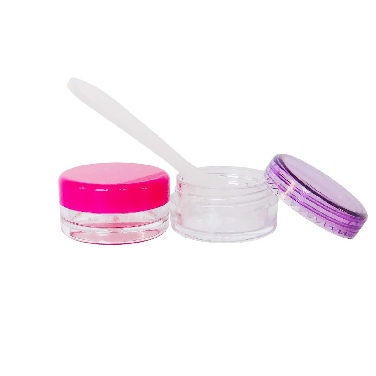 Wopanxye Wopanxye 20pack 5g Empty Sample Jars, 5ml Small Cosmetic Container for Makeup Eyeshadow Nails Oils Lip Balm Scrubs Jewelry Cream, 5 Gram Plastic Clear Pot with Cap Lid (Black/White/Pink/Rose Red)