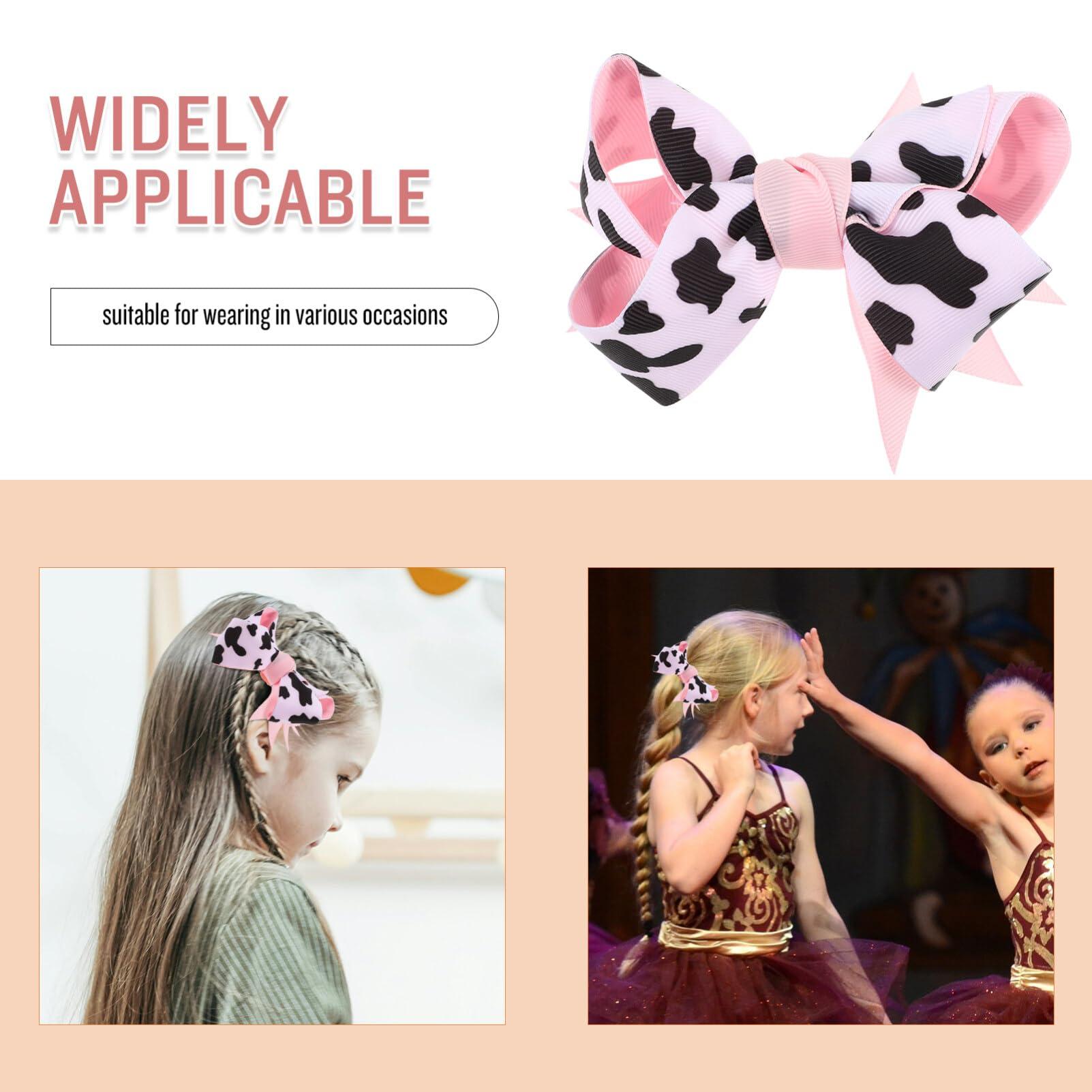 CALLARON CALLARON Cow Print Hair Bows for Girls Bowknot Hairpin 3.34X2.95inch Cute Bow Hair Barrettes Cow Print Bowknot Hair Clip Cartoon Hair Accessories for Birthday Wedding Party Headdress