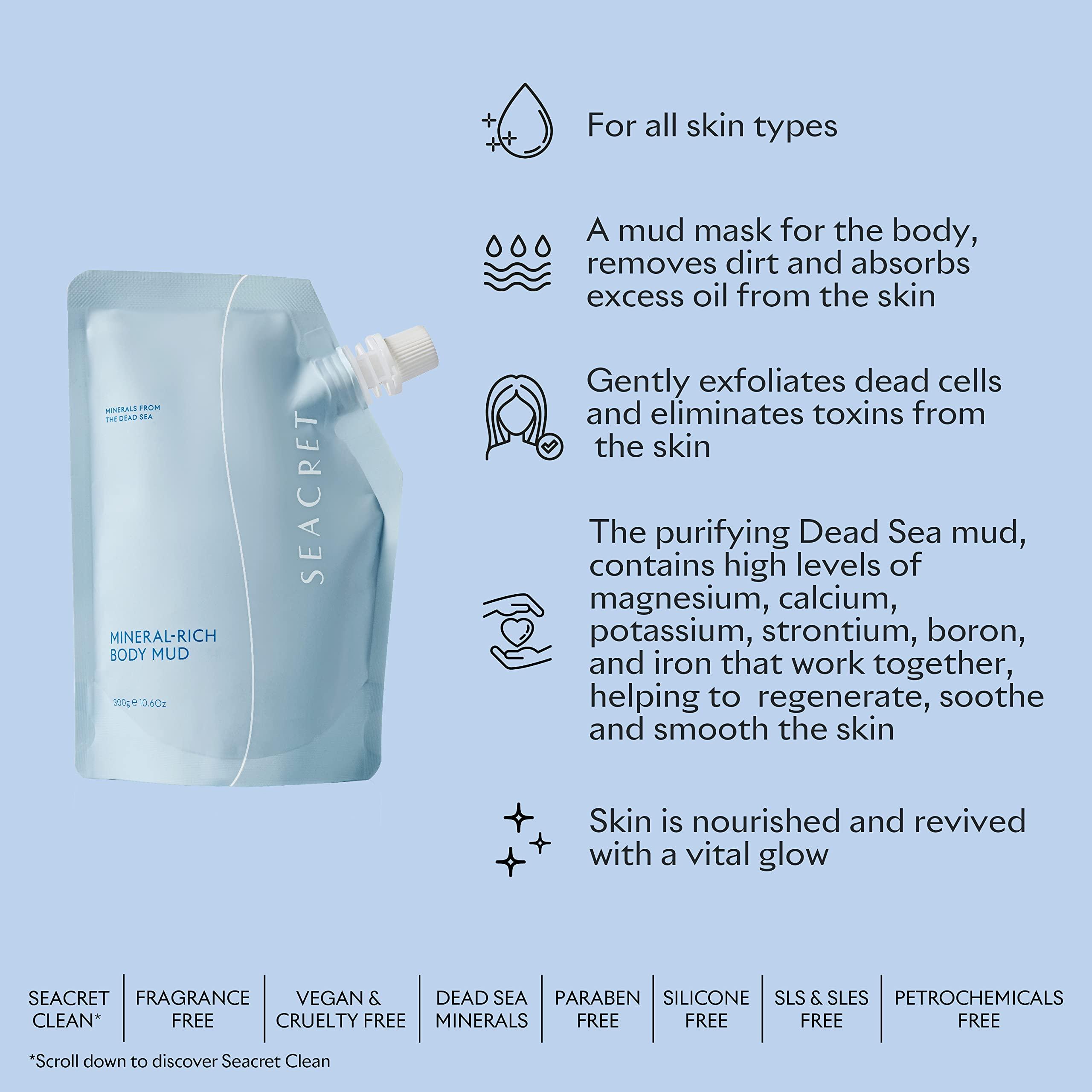 SEACRET SEACRET Dead Sea Mud - Mineral Rich Body Mud Treatment (Concentration of 99%) Removes Excess Oil and Dead Skin Cells (10.6 oz.)