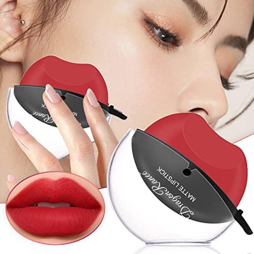 ULemeili ULemeili Lazy Lipstick Matte Velvet Mist Lipstick,1 Pcs Cute Lip Shape Moisturizing Lip Designed For Lazy People ,Waterproof Non-Stick Lip Gloss,Beauty Makeup for Women Girl (G, one size)