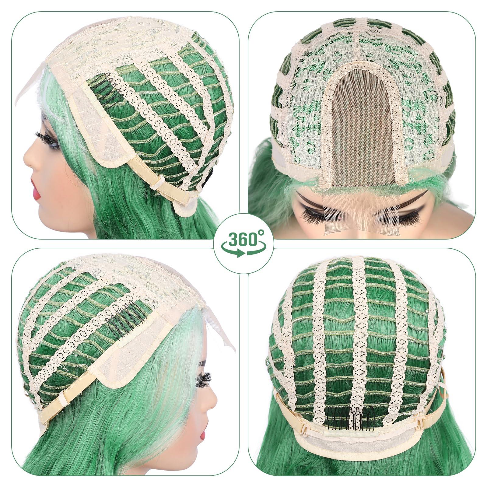 Lady Miranda Lady Miranda 28 Inch Ombre Green Wig Long Wavy Wig Natural Middle Part Green Wigs For Women Synthetic Wigs For Party or Daily Use (Ombre Green, 28 Inch)