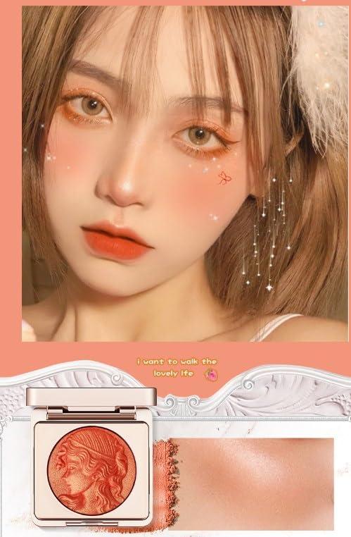 BZDVS Embossed Smooth Powder Blush Palette for Cheeks, Embossed Girl Blush for Cheeks, Matte Face Powder Blush Palette,natural Matte Waterproof Blush (All)