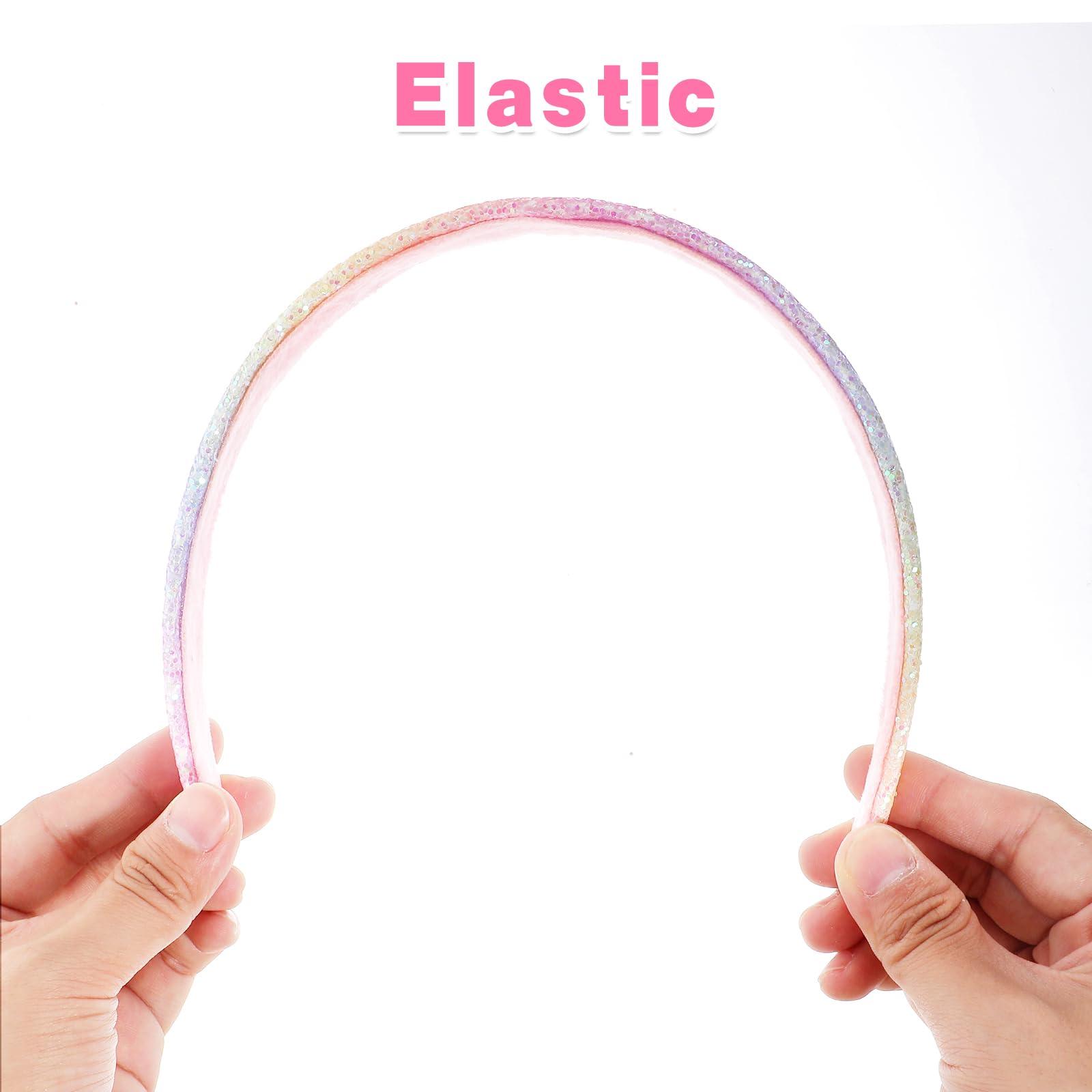 Xthrotsenk Xthrotsenk 2 Pcs Glitter Sequins Headbands for Girls Bling Rainbow Sequin Wide Thick Head Bands Non-Slip Sparkly Headbands for Women Fashion Stretch Elastic Head Band for Girls and Women