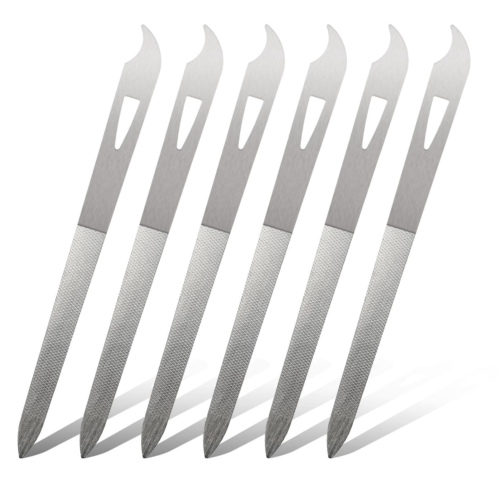 WLLHYF WLLHYF 6 Pack Nail Files for Natural Nails Metal Fingernail File Stainless Steel Double Sided Nail Filer Thin Durable Nail File Manicure Pedicure Toenails Tools with Curved Pointed Tip