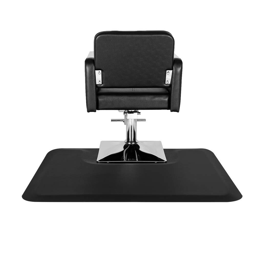 WEI WEI GLOBAL Barber Chair Mat - Beveled Edges Square Beauty Salon Mat - Anti Fatigue Floor Mat for Square Base Styling Chair - Thick Barber Mat for Hairstylist - Waterproof and Nonslip - 3x 4x1/2" - Black