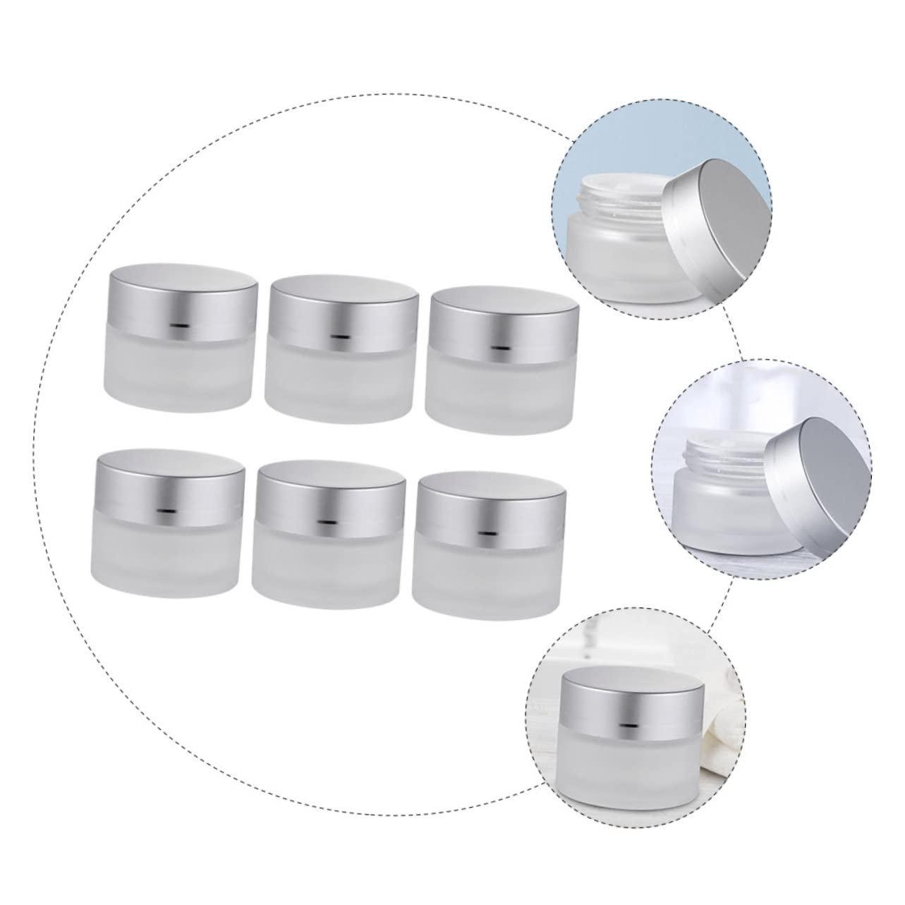 VINTORKY VINTORKY 6 Pcs 5g Frosted Glass Cosmetic Jars for Eye Cream and Samples Makeup Storage Containers for Creams and Lotions Refillable Storage Pots for Skincare