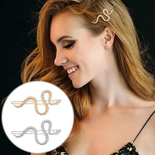 FRCOLOR FRCOLOR Snake Hair Clips 4pcs Snake Hairpin Wedding Hair Clips Metal Gold Snake Jewelry Geometric Hair Clips Snake Hair Barrettes Snake Pattern Hair Snap Clips Alloy Hair Trinket Banana Gift