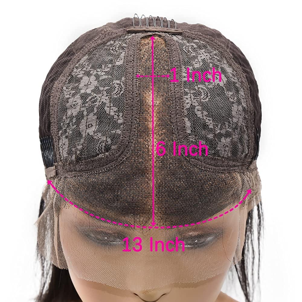 Haoke Dark Blue Pre Plucked Straight Human Hair Wig for Black Women 13X4 Middle Part Short Bob Lace Front Wig Unprocessed Human Hair Dark blue 16"