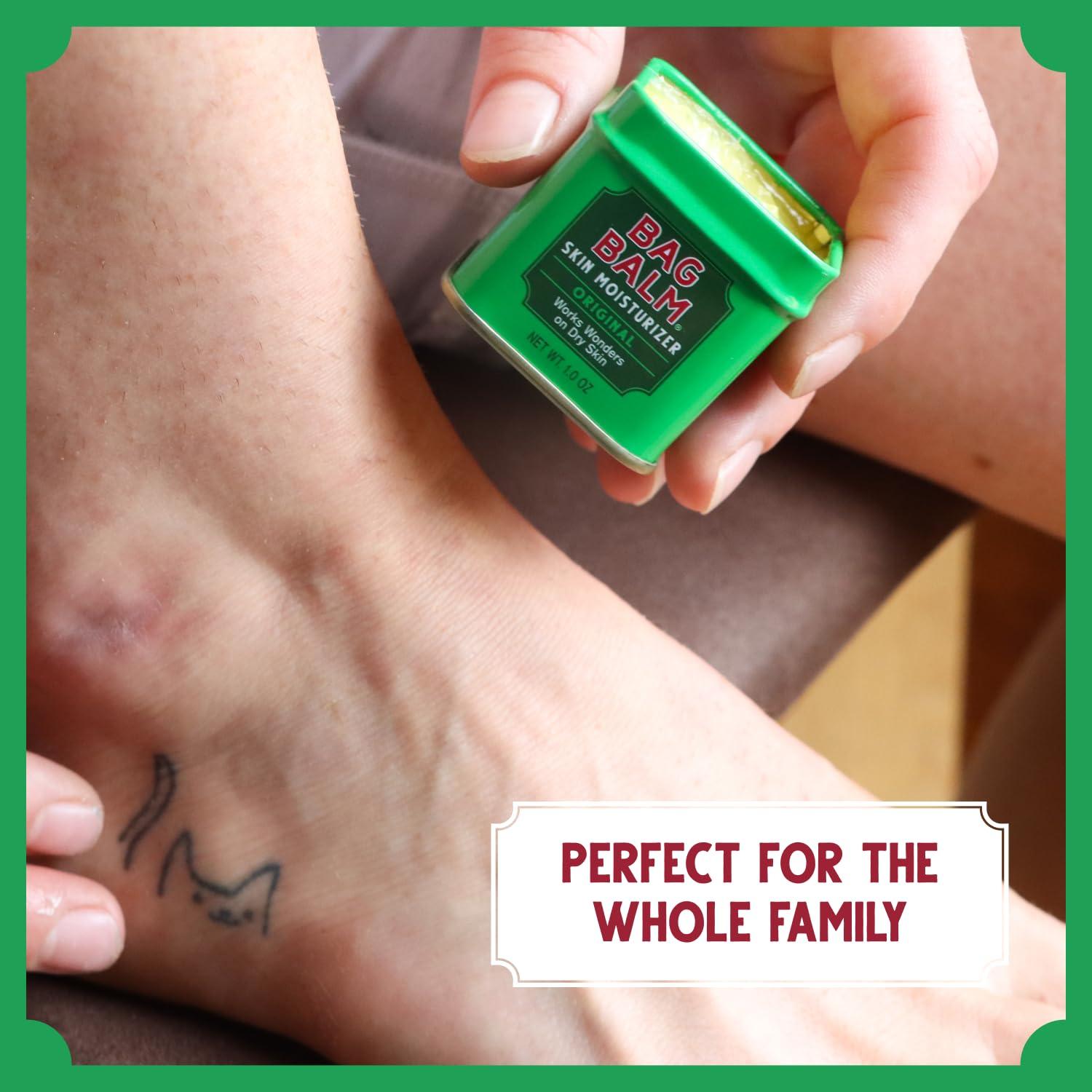 Bag Balm Bag Balm Vermont's Original Ointment, 1 Ounce Tin (Pack of 4), Moisturizing Ointment for Dry Skin that can Crack Split or Chafe on Hands Feet Elbows Knees Shoulders and More