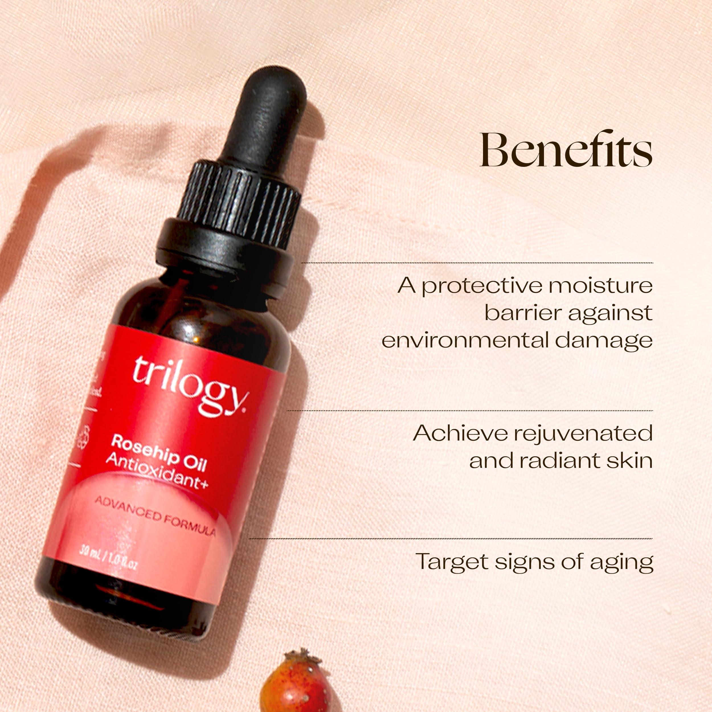 Trilogy Trilogy Rosehip Oil Antioxidant+, Certified Organic Hydration & Repair Beauty Oil, 1.0 fl oz