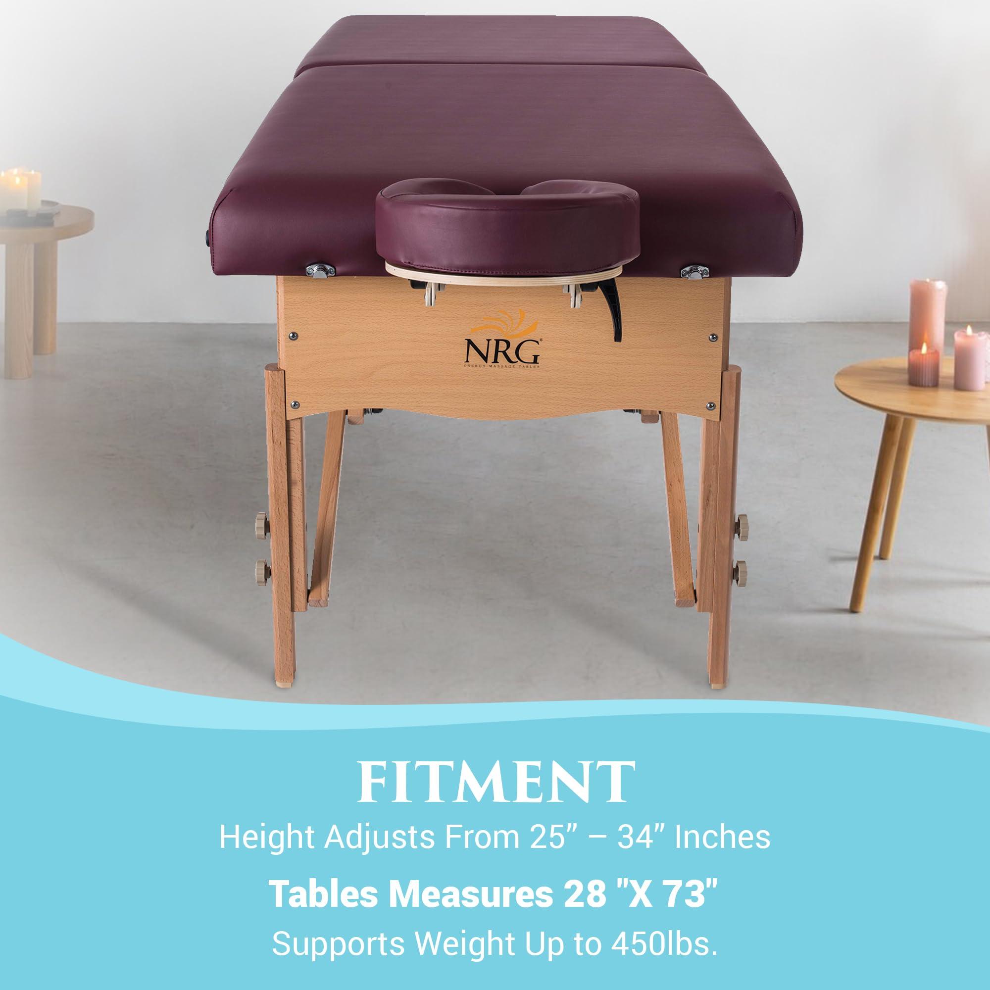 NRG NRG Chi Portable Massage Table Package | Burgundy | Folding Lightweight Massage Bed | Professional Spa Table with Face Cradle, Double Wheel Knobs & Carrying Case