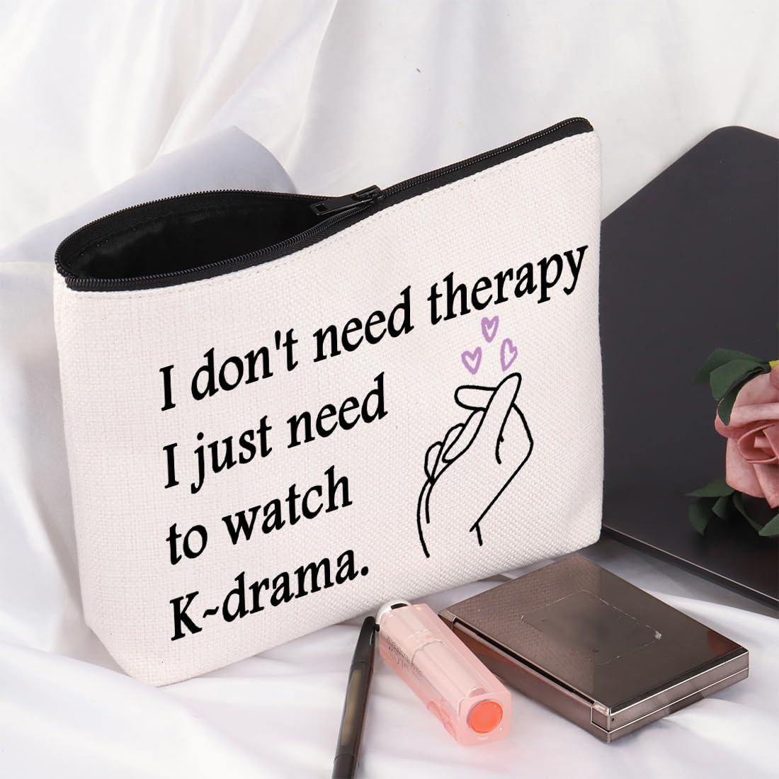 VAMSII VAMSII K-Drama Makeup Bag K-Drama Gifts for Women Korean Drama Fan Gifts for K-Drama Lovers Zipper Pouch Bag K-Drama Merch (Beige)