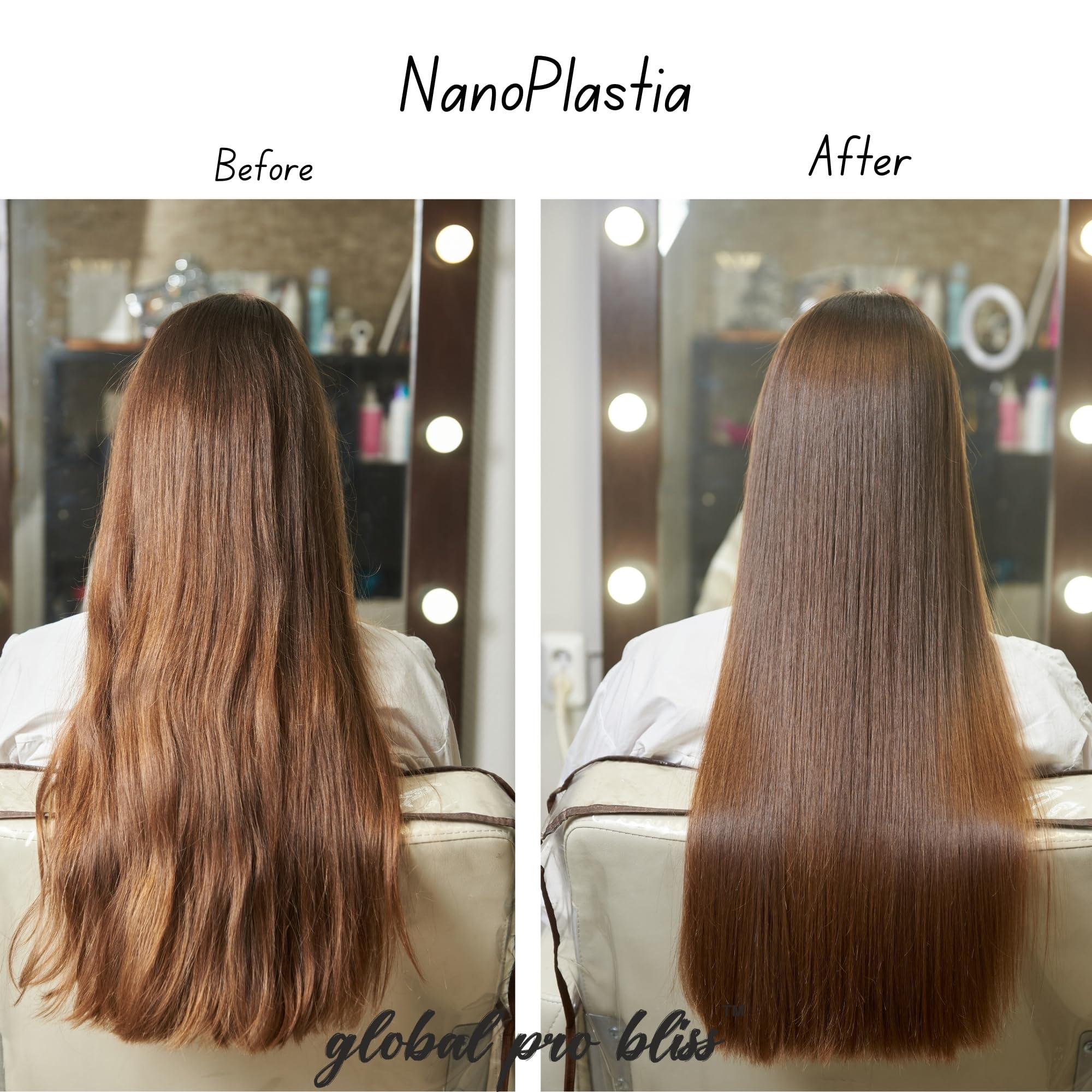 global pro bliss Global Pro Bliss Professional Supreme Nanoplastia Smoothing & Straightening Hair Treatment Pack of 4 | Includes Clarifying Shampoo, Treatment, Shampoo, & Conditioner | keratina para alisar el pelo