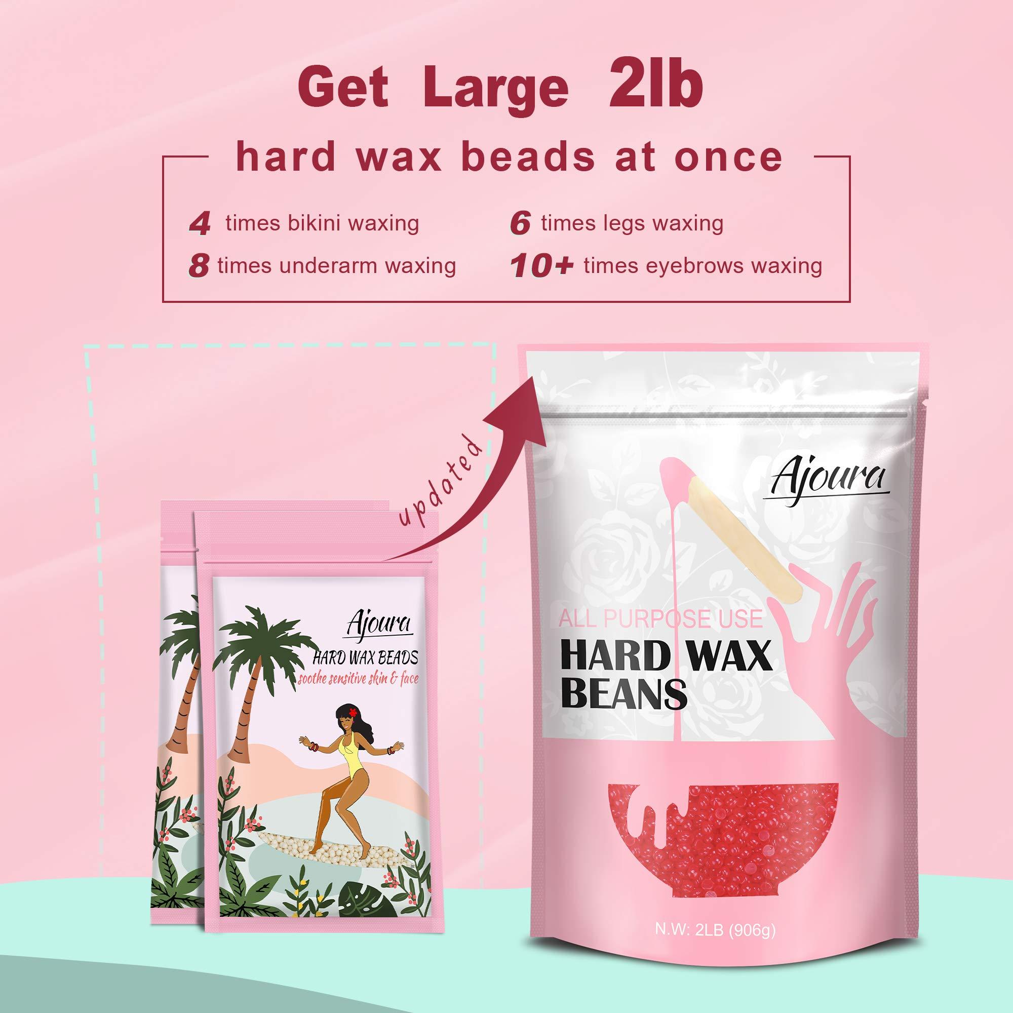Ajoura Ajoura 2lb Hard Wax Beads, All-purpose Wax Beans for Sensitive Skin, Large Area Coarse Hair Removal, Refill Bag for Brazilian Bikini, Face, Eyebrows, Underarms, Arms, Chest, Back, Legs, Women Men