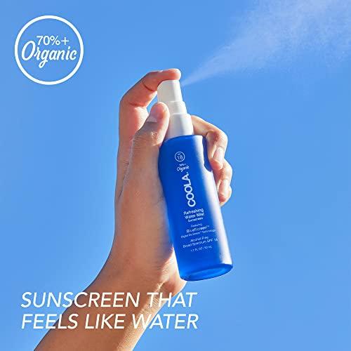 Coola COOLA Organic Refreshing Water Mist Face Moisturizer with SPF 18, Dermatologist Tested Face Sunscreen with Plant-Derived BlueScreen Digital De-Stress Technology, 1.7 Fl Oz