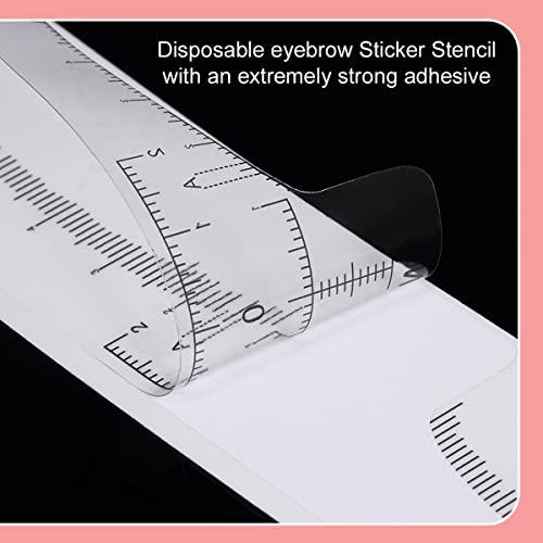 KINGMAS 100 Pack Eyebrow Ruler, KINGMAS Disposable Brow Ruler Microblading Adhesive Eyebrow Sticker Stencil Guide Measuring Tool