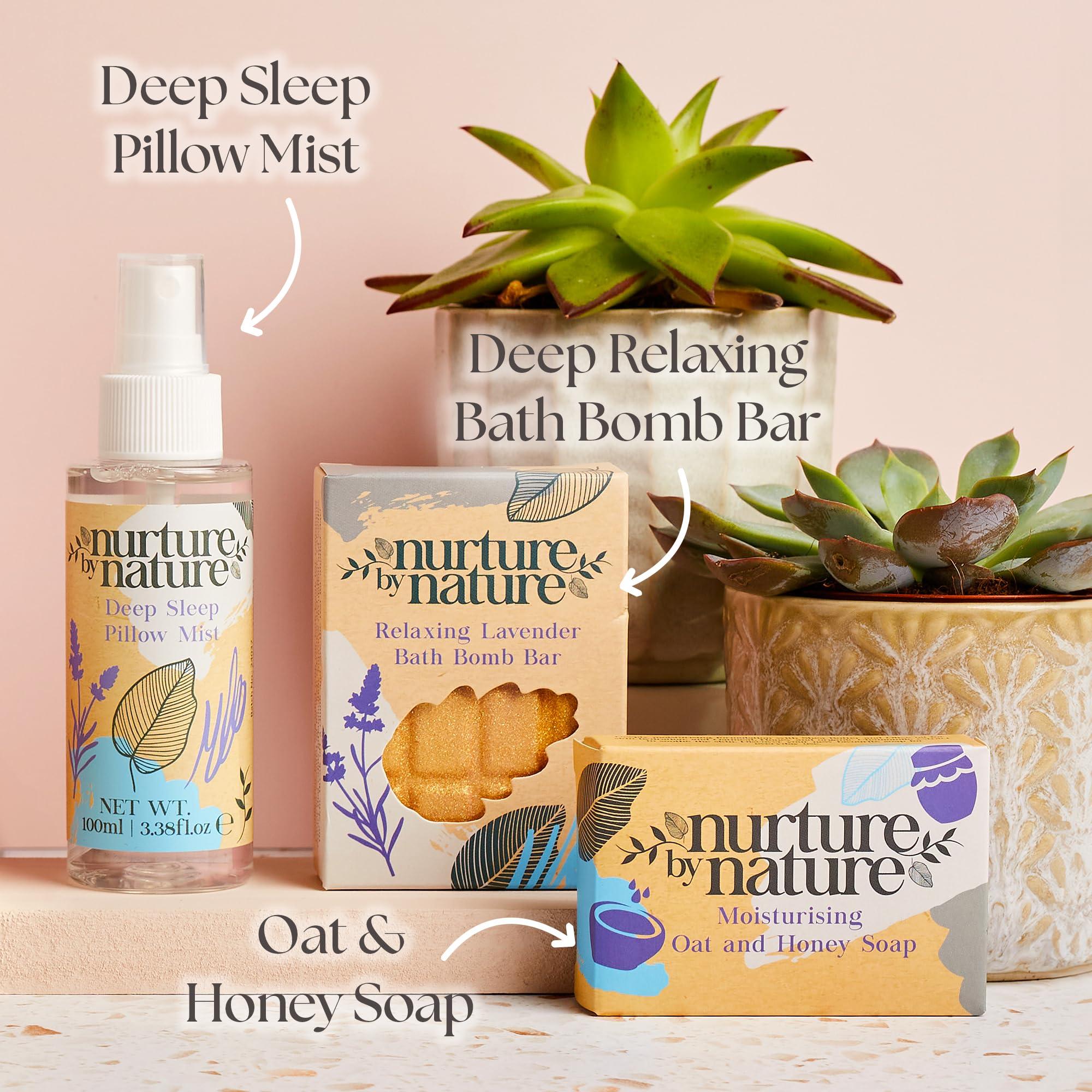 Nurture by Nature Botanicals Nurture by Nature RELAX & CALM Spa Kit, Spa Gift Baskets For Women - Complete Bath Sets for Women Gift - Lavender Pillow Mist, Bath Salts, Soap, Bath Bomb, Candle, Body Scrub - Self Care Gift Basket