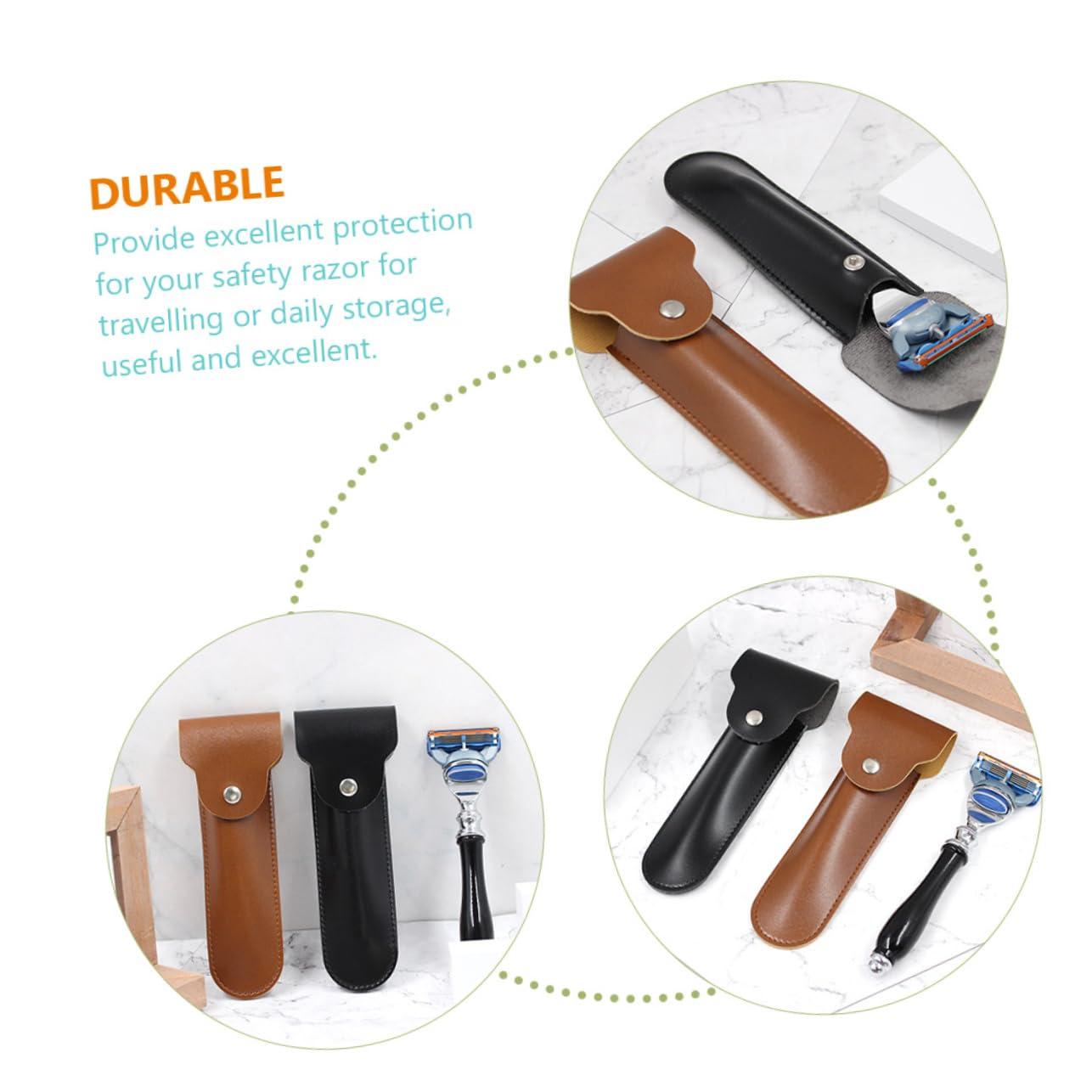 Beavorty Beavorty Leather Razor Case Dads Birthday Safety Razor Travel Cover Compact Elegant