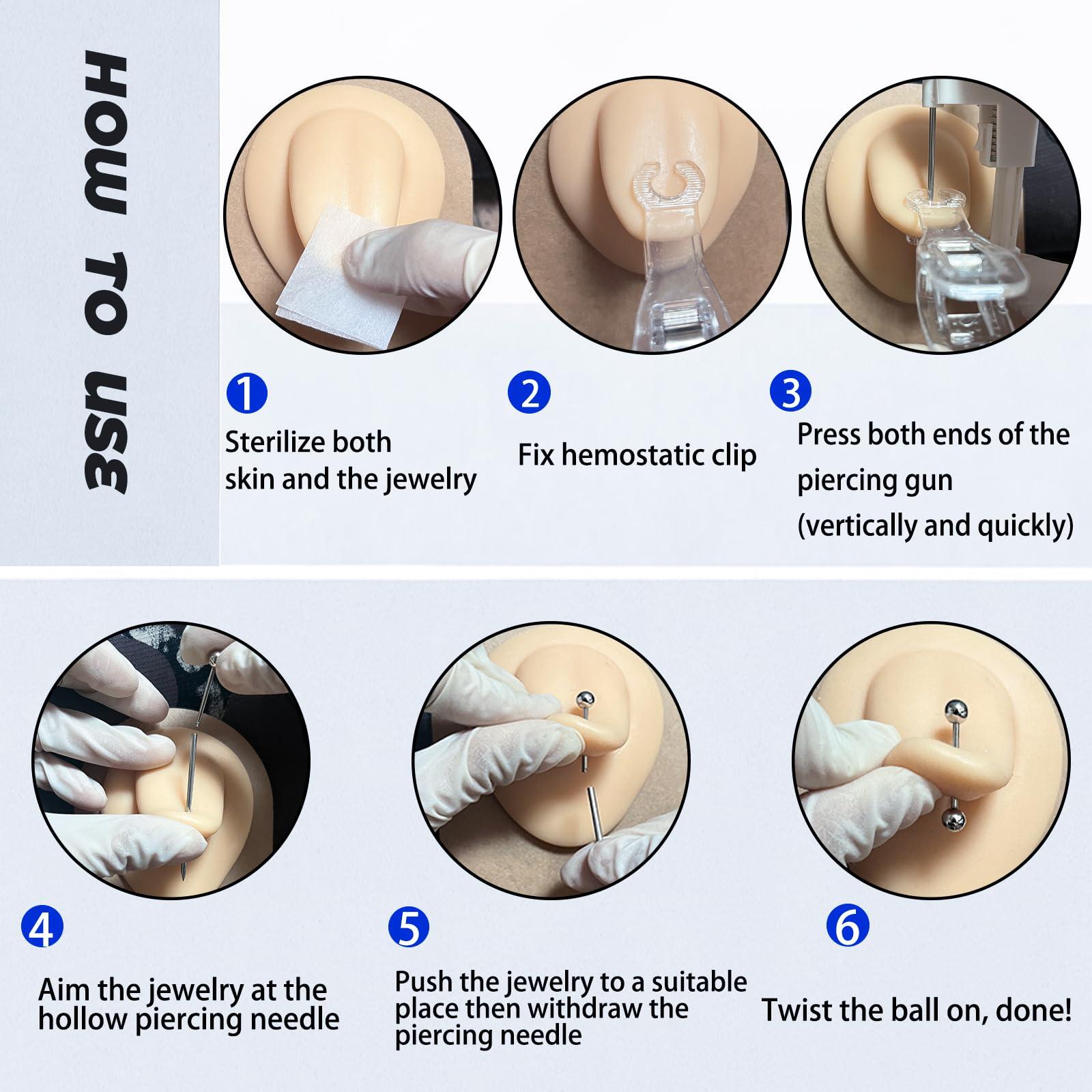 Lovamis Lovamis 5PCS Professional Body Piercing Kit for Eyebrow/Belly Button/Lip/Tongue/Nose, Safe Piercing Gun Kits, Body Piercing Needle Tool Kits Stainless Steel for Women Men(eyebrow piercing kit)